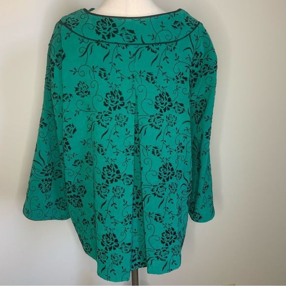 ELEMENTZ VINTAGE SWING STYLE TOPPER JACKET | GREEN | BLACK FLORAL PRINT | XL - Picture 5 of 8